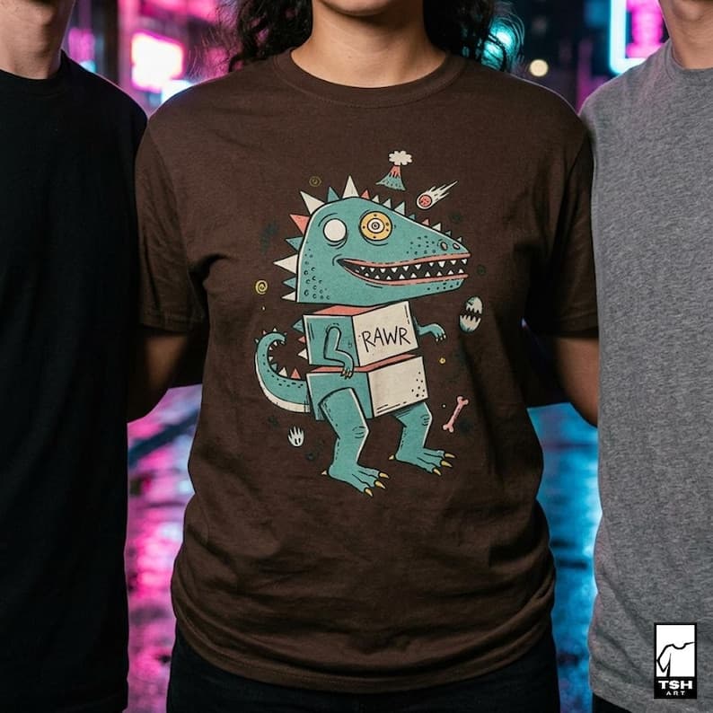 rawr dino tee mockup