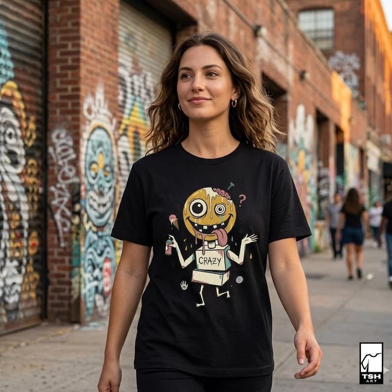 crazy face tee mockup
