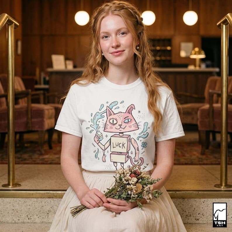 luck cat tee mockup